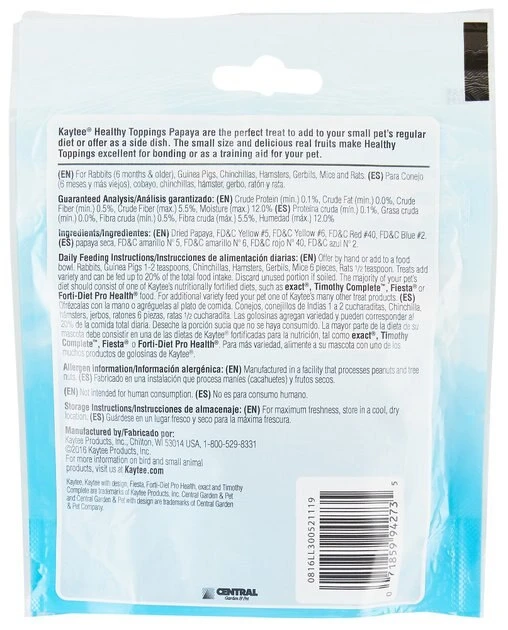 Kaytee Fiesta Healthy Toppings Papaya Small Animal Treats, 2.5-oz bag Kaytee Fiesta Healthy Toppings Papaya Small Animal Treats -Kaytee Sales 2024 95188 PT1. SY630 V1505762424